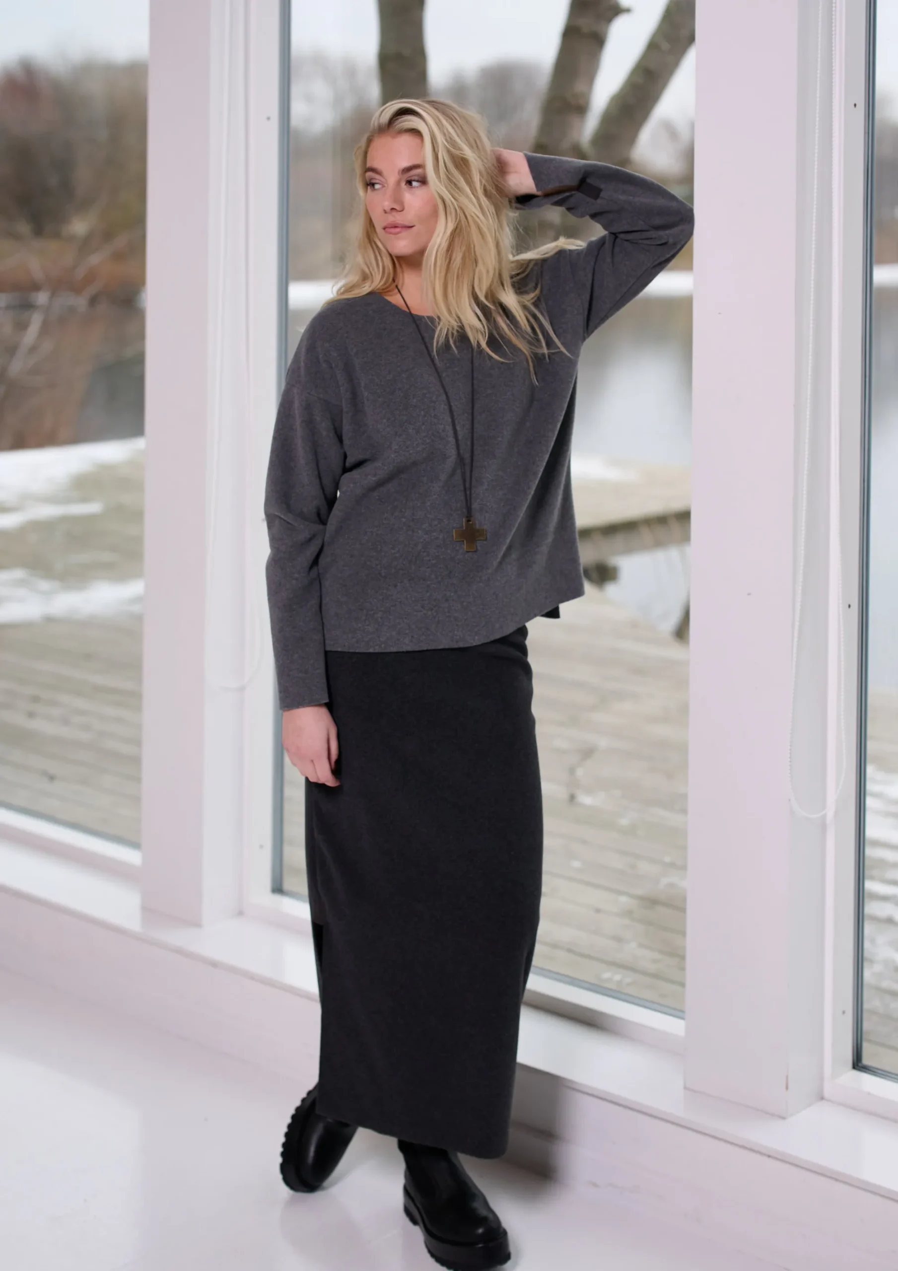 Henriette Steffensen Copenhagen BLUSE MIT RUNDEM HALS | 1355 GREY Flash Sale