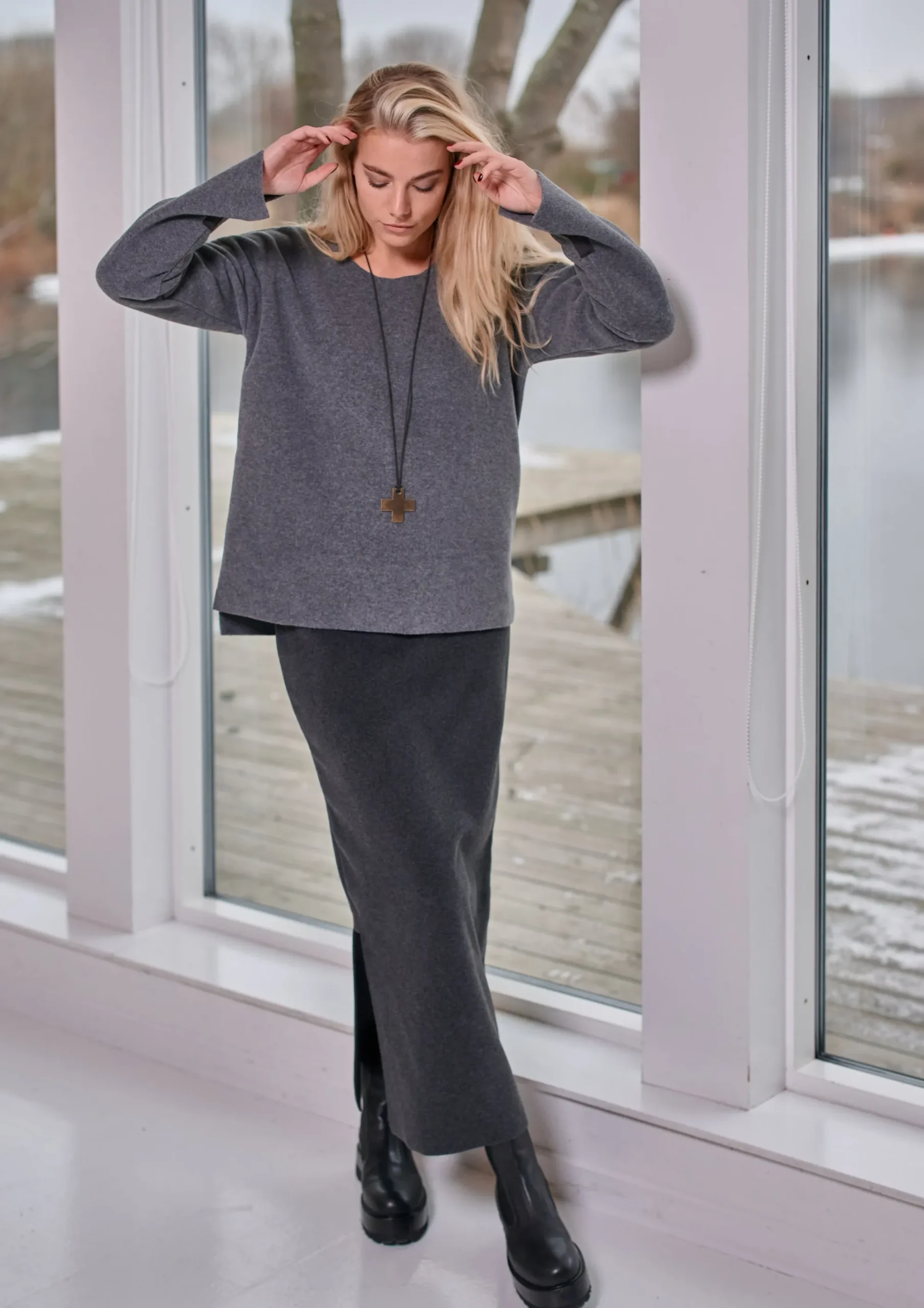 Henriette Steffensen Copenhagen BLUSE MIT RUNDEM HALS | 1355 GREY Flash Sale