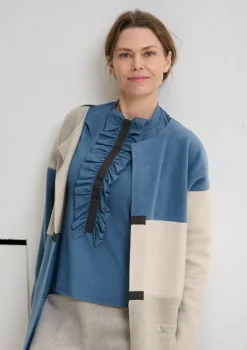 Henriette Steffensen Copenhagen BLUSE M/ RÜSCHEN | 96090 DUSTY BLUE Online