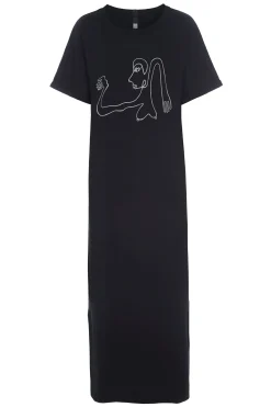 Henriette Steffensen Copenhagen LANGES KLEID M/DRUCKEN | 98038 BLACK Clearance