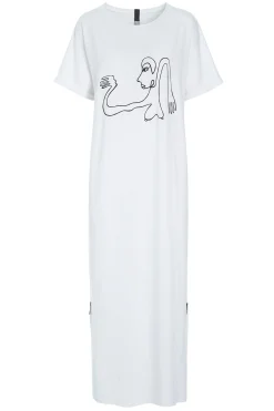 Henriette Steffensen Copenhagen LANGES KLEID M/DRUCKEN | 98038 WHITE Best Sale