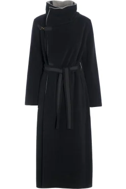 Henriette Steffensen Copenhagen TRENCHCOAT AUS DOPPELLAGIGEM FLEECE | 7145 SOFT BLACK/SAND Best