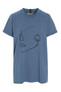 Henriette Steffensen Copenhagen T-SHIRT FACE IT | 96089 DUSTY BLUE Discount