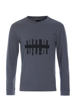 Henriette Steffensen Copenhagen T-SHIRT MIT GRAFIKDRUCK & LANGEN ÄRMELN | 1019CP GREY Hot